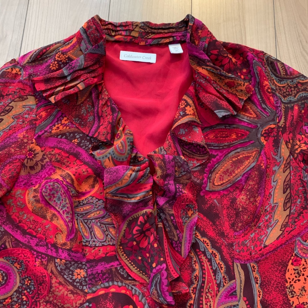Coldwater Creek Long Sleeve Blouse with Ruffle